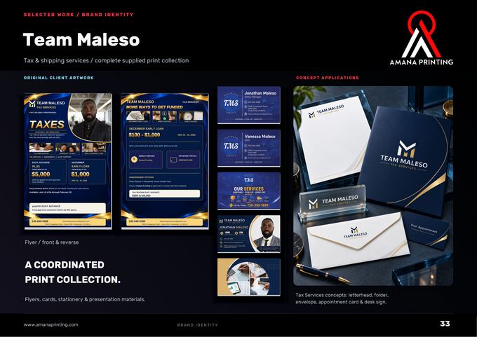 Team Maleso — brand identity by Amana Printing